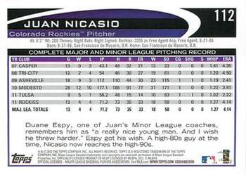 2012 Topps - Red #112 Juan Nicasio Back