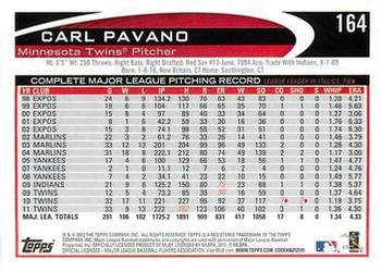 2012 Topps - Red #164 Carl Pavano Back