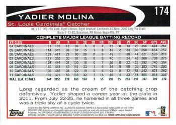 2012 Topps - Red #174 Yadier Molina Back