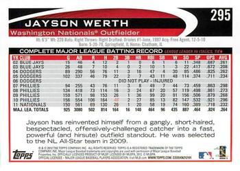 2012 Topps - Red #295 Jayson Werth Back