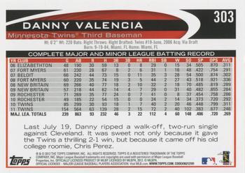 2012 Topps - Red #303 Danny Valencia Back