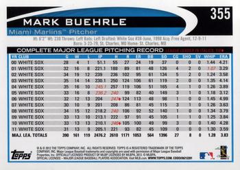 2012 Topps - Red #355 Mark Buehrle Back