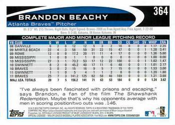 2012 Topps - Red #364 Brandon Beachy Back