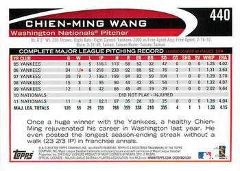 2012 Topps - Red #440 Chien-Ming Wang Back