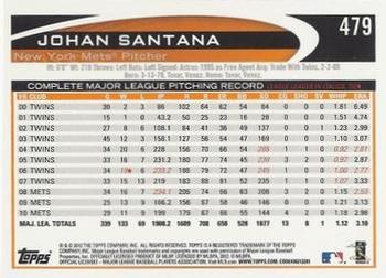 2012 Topps - Red #479 Johan Santana Back
