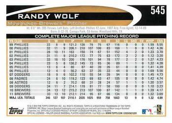 2012 Topps - Red #545 Randy Wolf Back