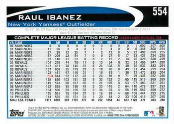 2012 Topps - Red #554 Raul Ibanez Back