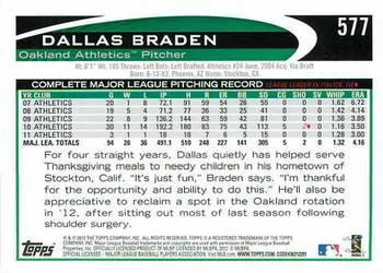 2012 Topps - Red #577 Dallas Braden Back
