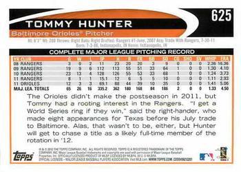 2012 Topps - Red #625 Tommy Hunter Back