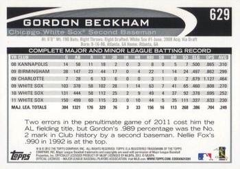2012 Topps - Red #629 Gordon Beckham Back