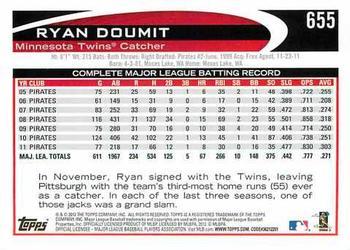 2012 Topps - Red #655 Ryan Doumit Back