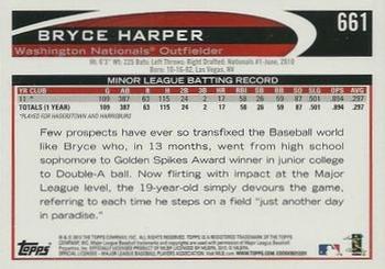 2012 Topps - Red #661 Bryce Harper Back
