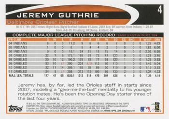 2012 Topps - Red #4 Jeremy Guthrie Back