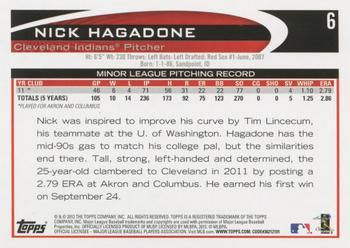 2012 Topps - Red #6 Nick Hagadone Back