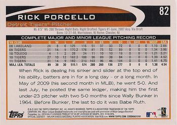 2012 Topps - Red #82 Rick Porcello Back