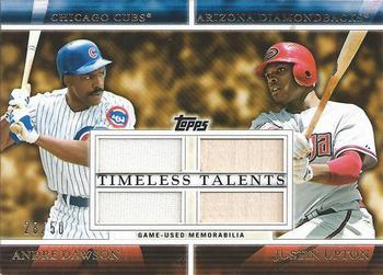 2012 Topps - Timeless Talents Dual Relics #TTDR-DU Andre Dawson / Justin Upton Front