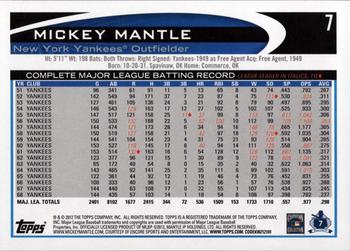 2012 Topps - Blue #7 Mickey Mantle Back