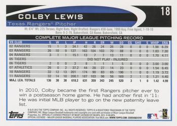 2012 Topps - Blue #18 Colby Lewis Back
