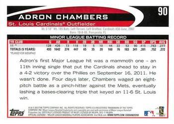 2012 Topps - Blue #90 Adron Chambers Back