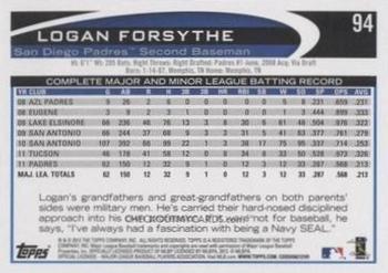 2012 Topps - Blue #94 Logan Forsythe Back