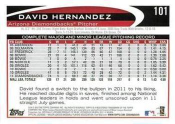 2012 Topps - Blue #101 David Hernandez Back
