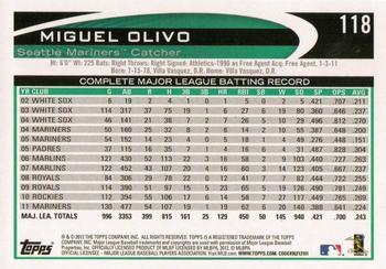 2012 Topps - Blue #118 Miguel Olivo Back