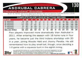 2012 Topps - Blue #130 Asdrubal Cabrera Back