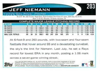 2012 Topps - Blue #203 Jeff Niemann Back