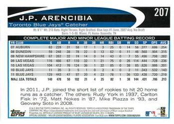 2012 Topps - Blue #207 J.P. Arencibia Back