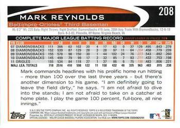 2012 Topps - Blue #208 Mark Reynolds Back