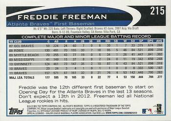 2012 Topps - Blue #215 Freddie Freeman Back