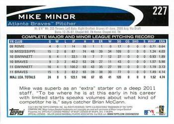 2012 Topps - Blue #227 Mike Minor Back