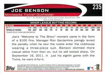 2012 Topps - Blue #235 Joe Benson Back