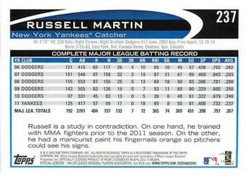 2012 Topps - Blue #237 Russell Martin Back