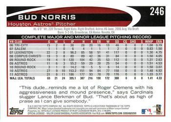 2012 Topps - Blue #246 Bud Norris Back