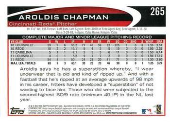 2012 Topps - Blue #265 Aroldis Chapman Back