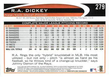 2012 Topps - Blue #279 R.A. Dickey Back