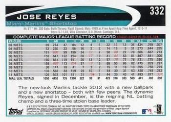 2012 Topps - Blue #332 Jose Reyes Back