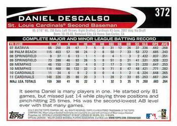 2012 Topps - Blue #372 Daniel Descalso Back