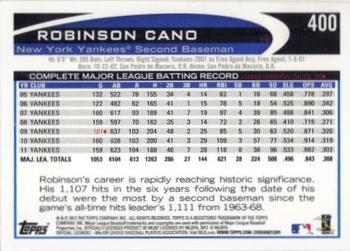 2012 Topps - Blue #400 Robinson Cano Back