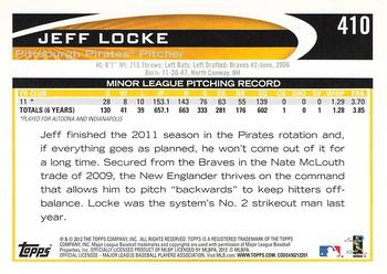 2012 Topps - Blue #410 Jeff Locke Back