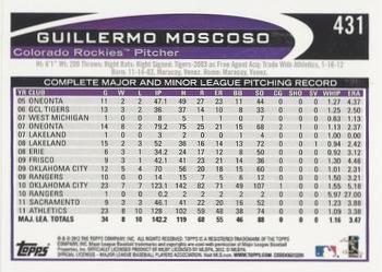 2012 Topps - Blue #431 Guillermo Moscoso Back