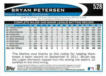 2012 Topps - Blue #528 Bryan Petersen Back