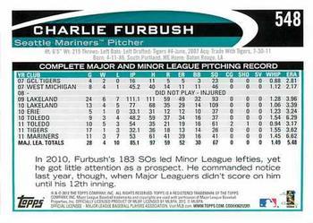 2012 Topps - Blue #548 Charlie Furbush Back