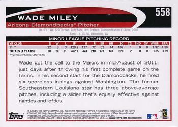 2012 Topps - Blue #558 Wade Miley Back