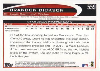 2012 Topps - Blue #559 Brandon Dickson Back