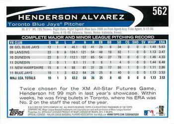 2012 Topps - Blue #562 Henderson Alvarez Back