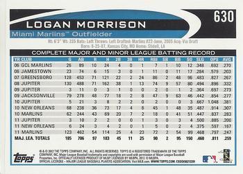 2012 Topps - Blue #630 Logan Morrison Back