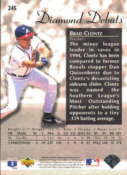 1995 Upper Deck #245 Brad Clontz Back