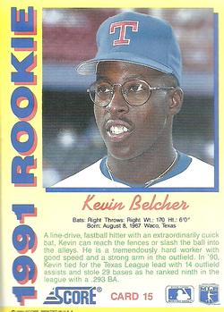 1991 Score Rookies #15 Kevin Belcher Back